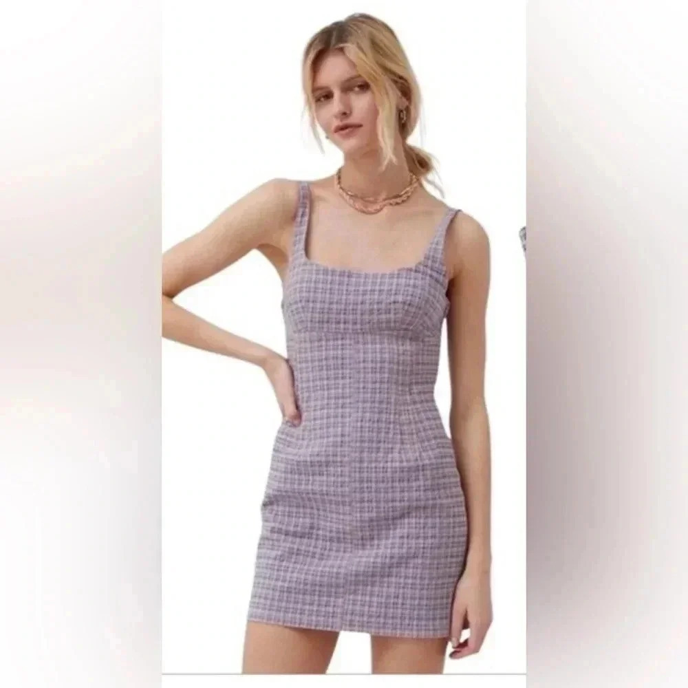 BDG urban outfitters purple plaid mini dress xs